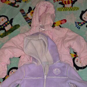 2 Baby Girl Snowsuits Pink And Purple Winnie The Pooh 3-6 Months